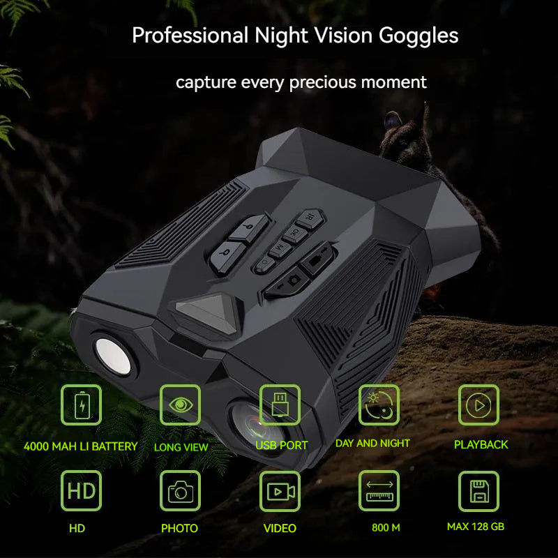 10MP Night Vision Binoculars 19x Zoom Full Color 1080P Sony Starlight Range 800M Rechargeable for Adventure Wildlife Camping