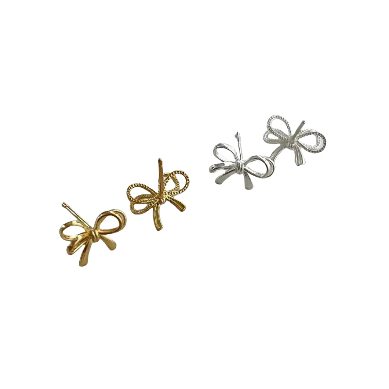 S925 Sterling Silver Bowknot Hollow Stud Earrings