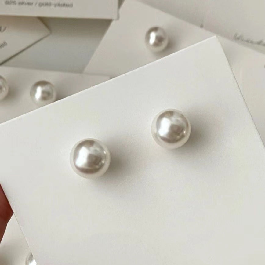 S925 Sterling Silver Pearl Stud Earrings