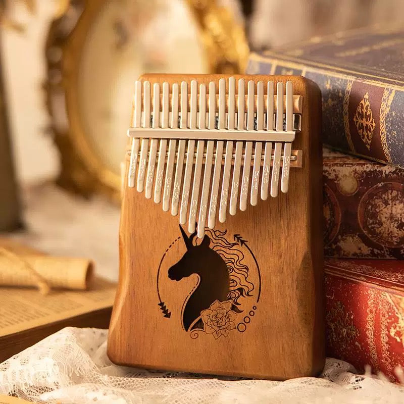 Handcrafted Mahogany Kalimba with Unicorn Design | Beginner-Friendly Thumb Piano