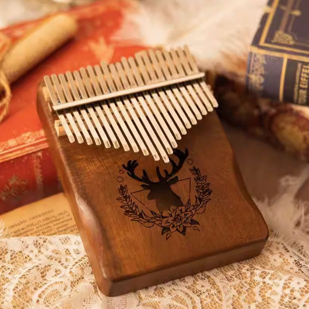 Handcrafted Mahogany Kalimba with Unicorn Design | Beginner-Friendly Thumb Piano