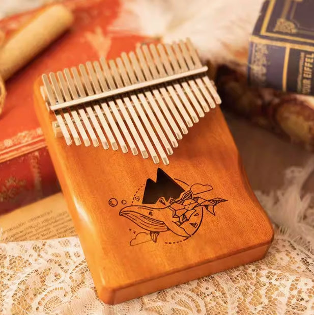 Handcrafted Mahogany Kalimba with Unicorn Design | Beginner-Friendly Thumb Piano
