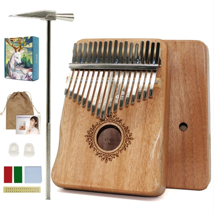 17 Keys Kalimba Thumb Piano Mahogany Wood with Hand Rest - Classic Design