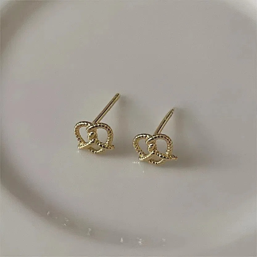 S925 Silver Hollow Cross Heart Stud Earrings