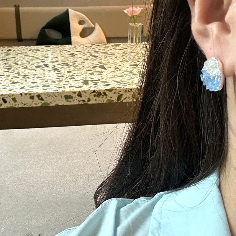 S925 Silver Light Blue Crystal Stud Earrings