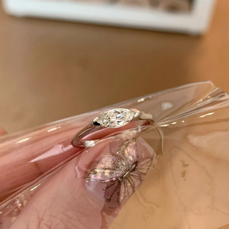 S925 Sterling Silver Marquise Zircon Ring