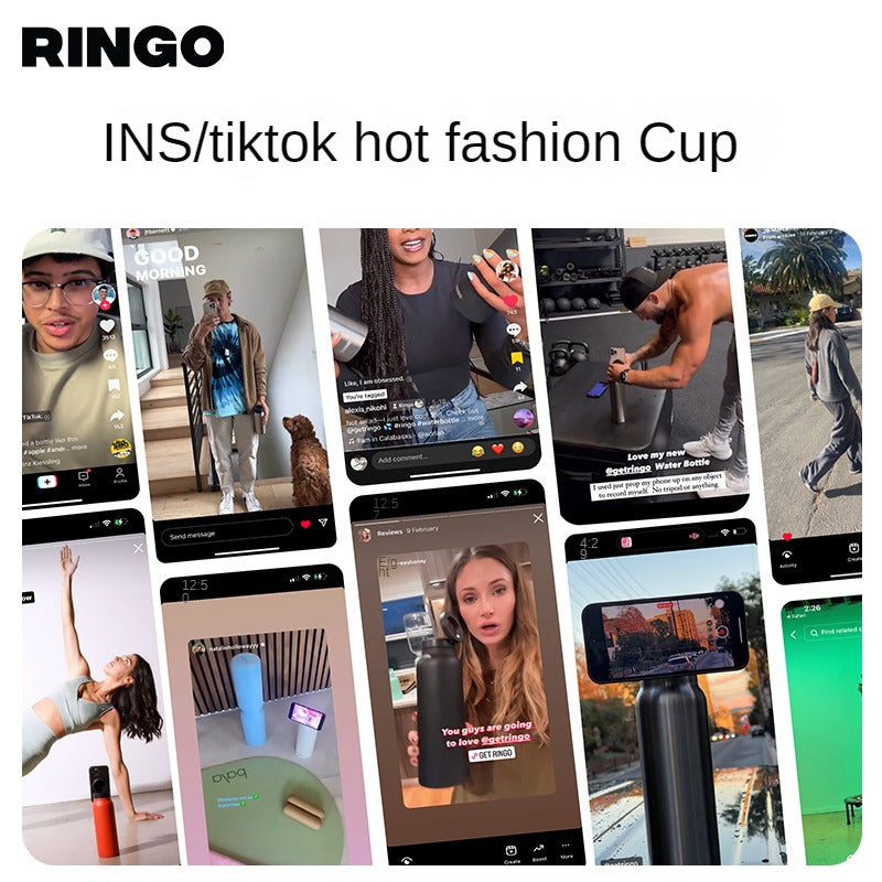 Ringo Thermos Cup Water cup Stainless steel sports kettle Magnetic magsafe mobile phone stand Watch TV photo cup