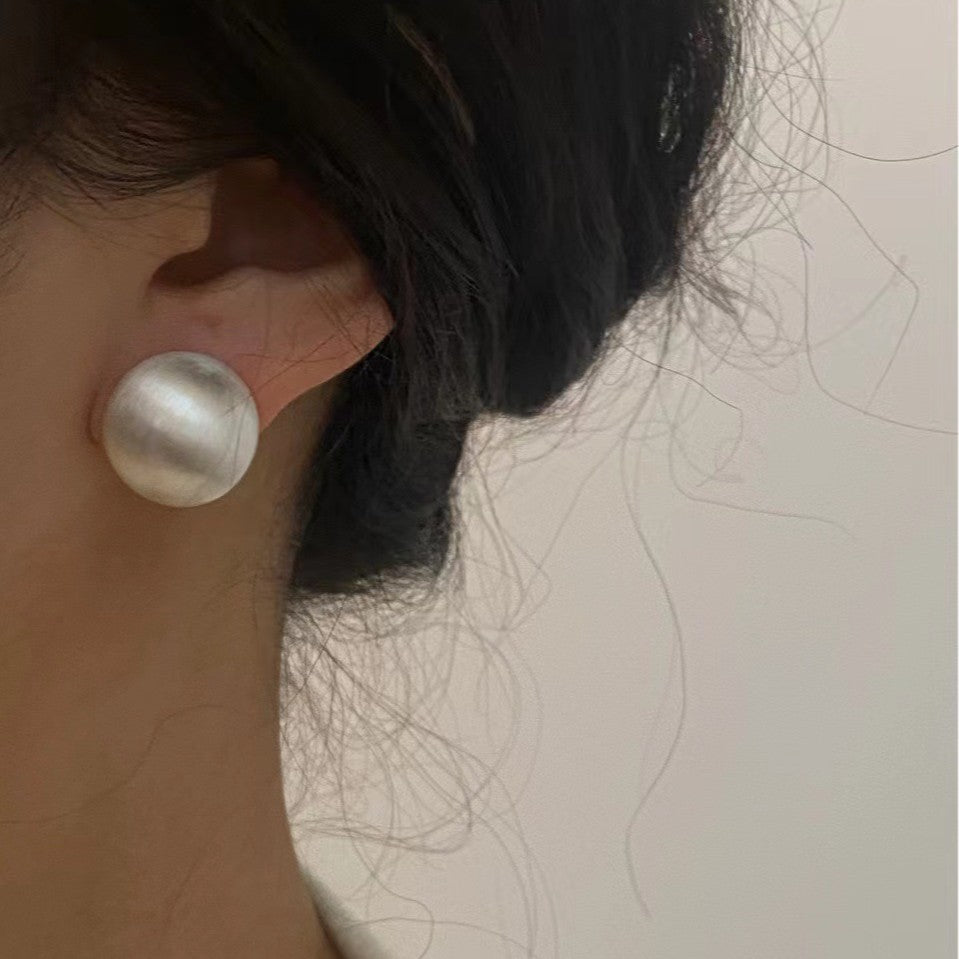 S925 Sterling Silver Brushed Ball Stud Earrings