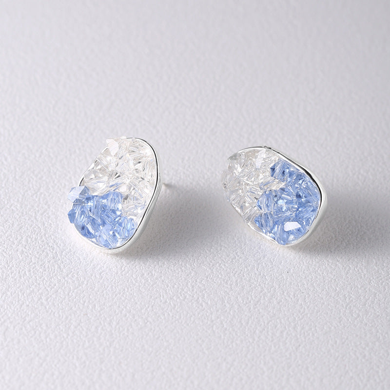 S925 Silver Light Blue Crystal Stud Earrings
