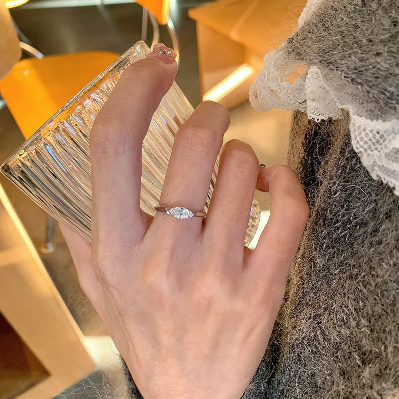 S925 Sterling Silver Marquise Zircon Ring