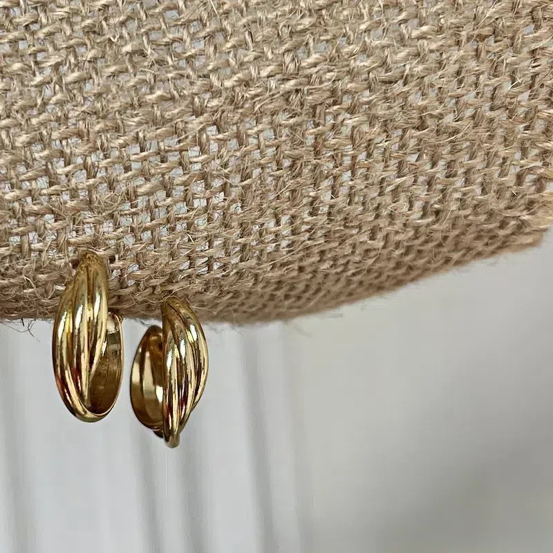 Round Metal Hoop Stud Earrings