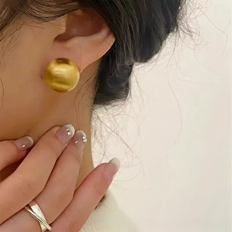 S925 Sterling Silver Brushed Ball Stud Earrings