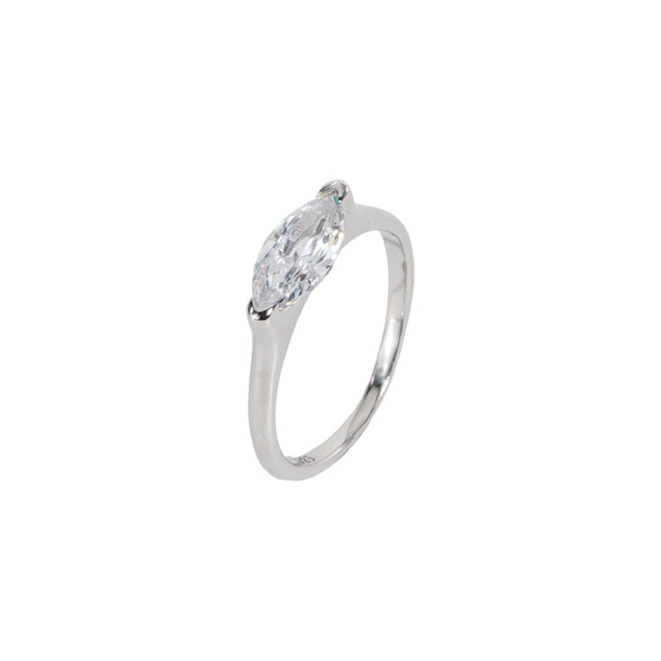 S925 Sterling Silver Marquise Zircon Ring
