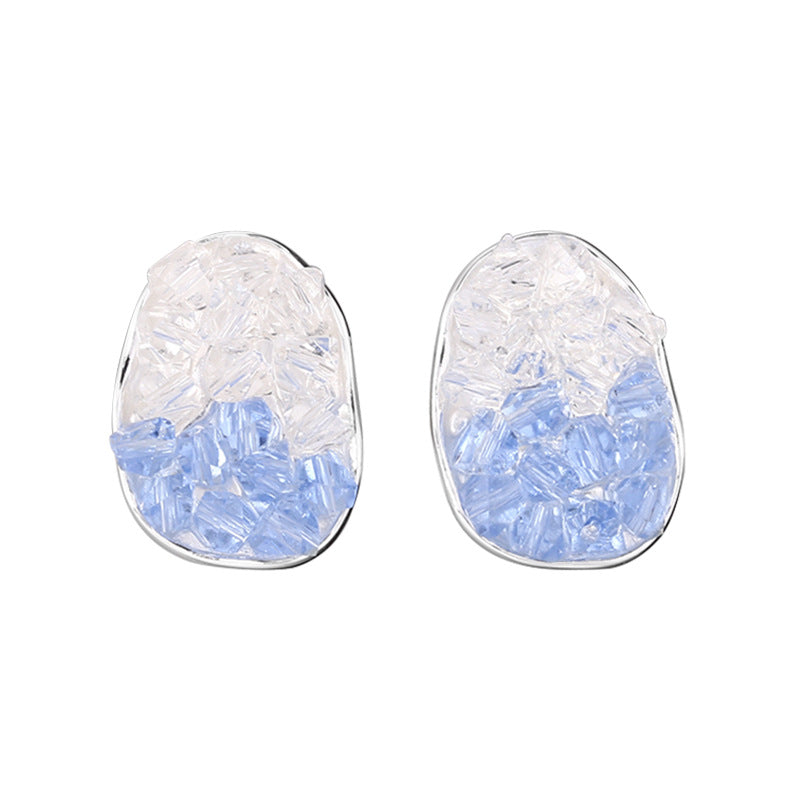 S925 Silver Light Blue Crystal Stud Earrings