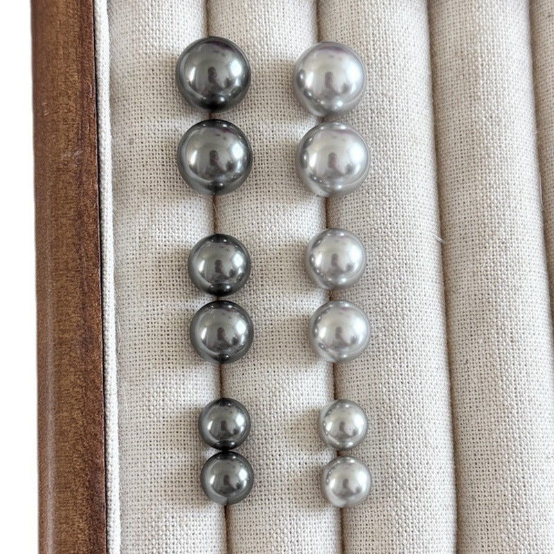 S925 Silver Tahitian Black Pearl Pin Earrings