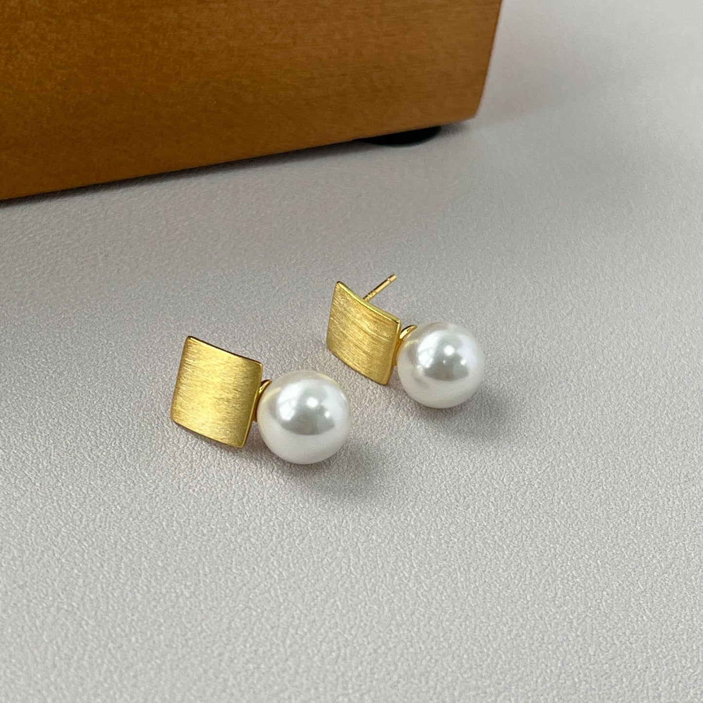 S925 Silver Bead Matte Brushed Stud Earrings
