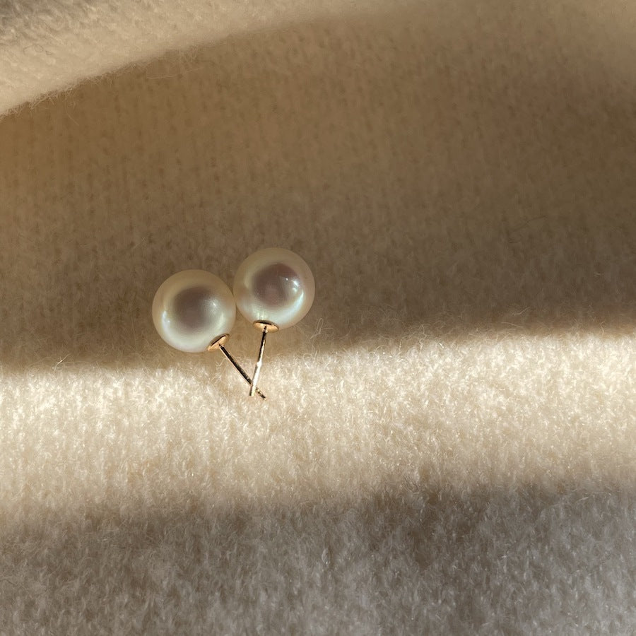 S925 Silver Pin Iridescent Crystal Large Pearl Stud Earrings
