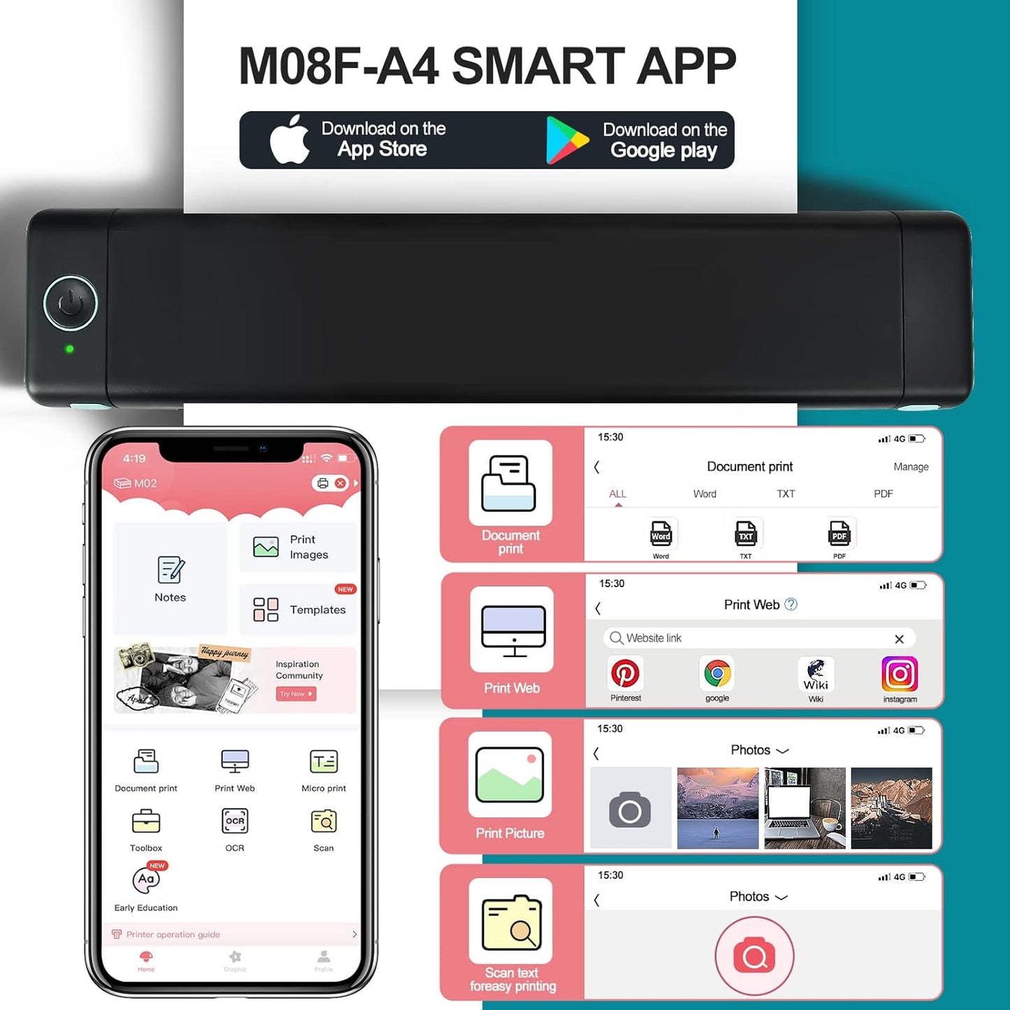 Portable mini A4 printer