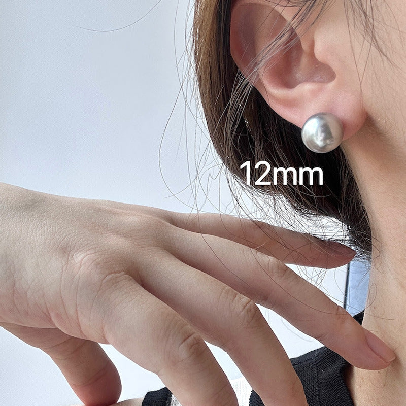 S925 Silver Tahitian Black Pearl Pin Earrings