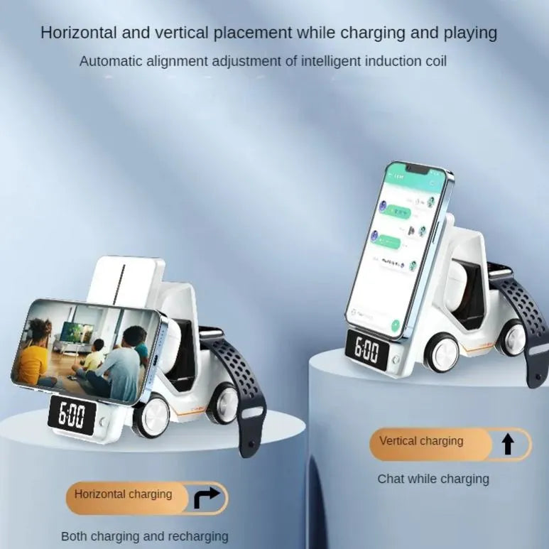 Desktop 3-in-1 wireless fast charging bracket car shape