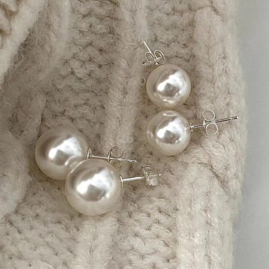 S925 Sterling Silver Pearl Stud Earrings