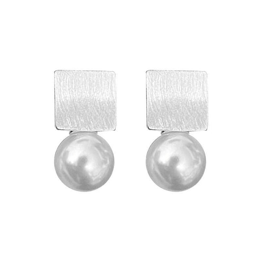 S925 Silver Bead Matte Brushed Stud Earrings