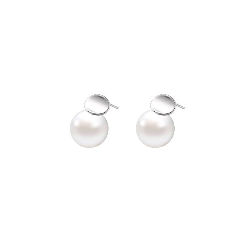 Genuine Duo Hemp Gray Pearl Stud Earrings